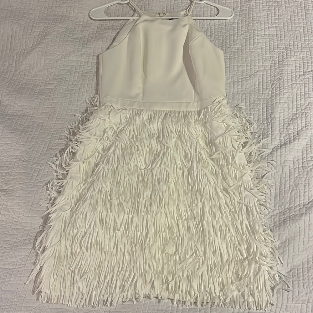 Anthropologie white fringe dress size 2